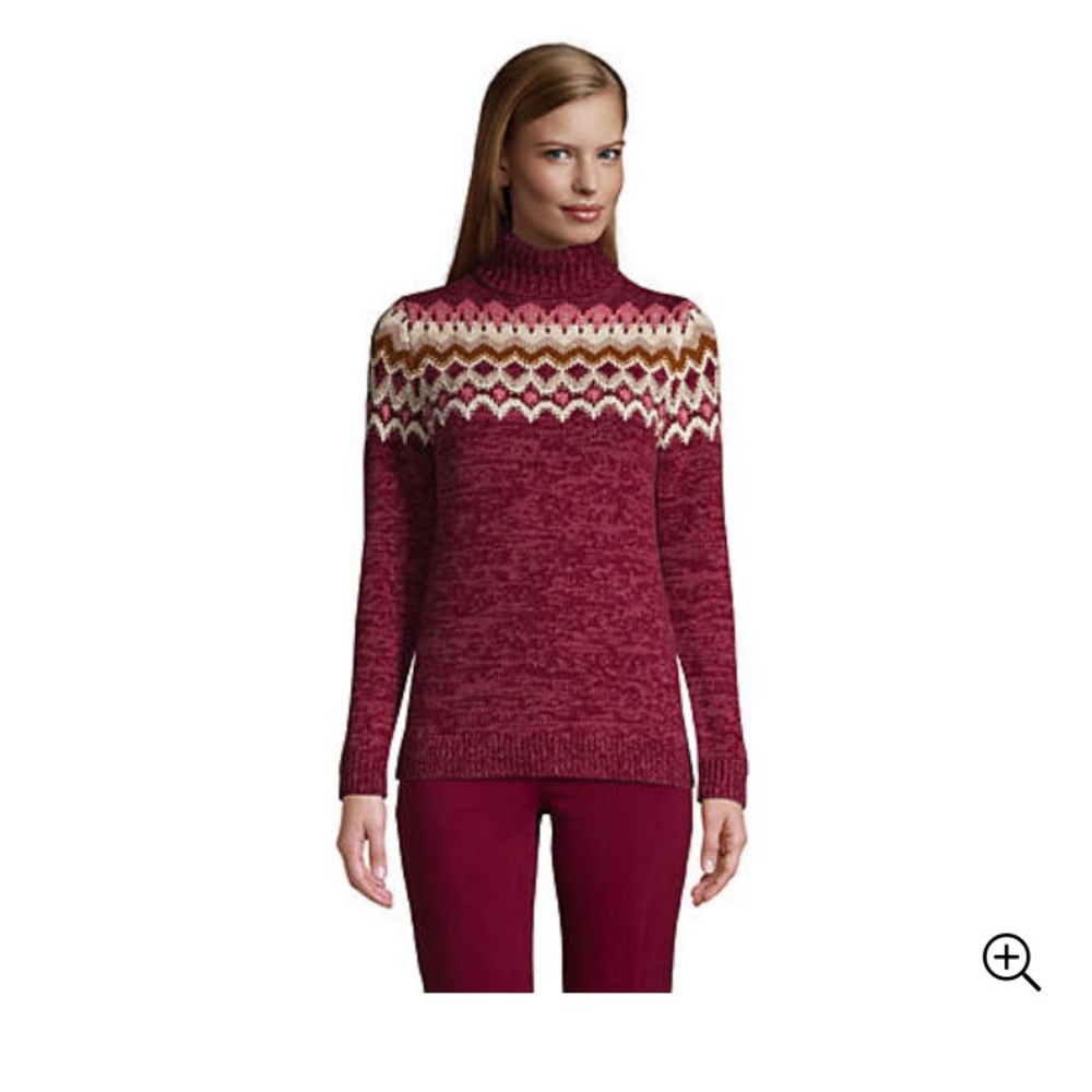 Lands End cranberry fair isle sweater ❄️